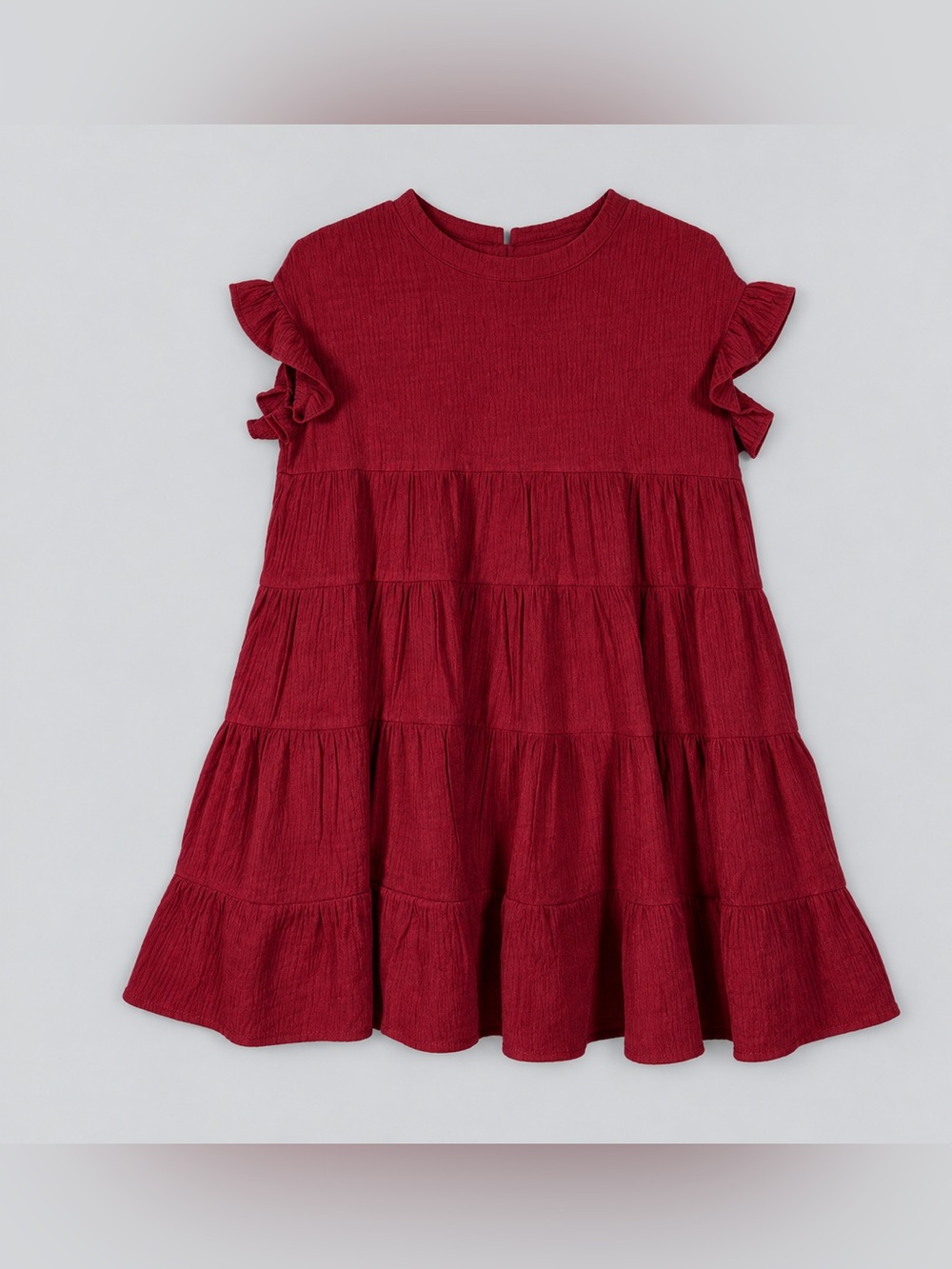 Womens Burgundy Babydoll Ruffle Dress Size Small Bohemian Cottagecore Coquette